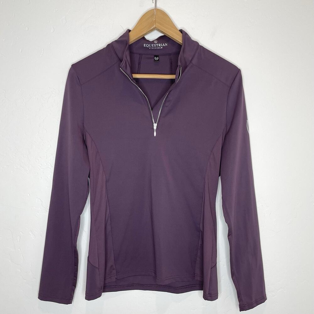 Equestrian Stockholm Quarter Zip Long Sleeve Pullover Top Womens Medium Purple